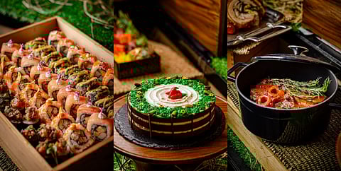 (Photo shown: Uramaki, Carrot Cake and Osso Bucco at the Yawaragi restaurant.)