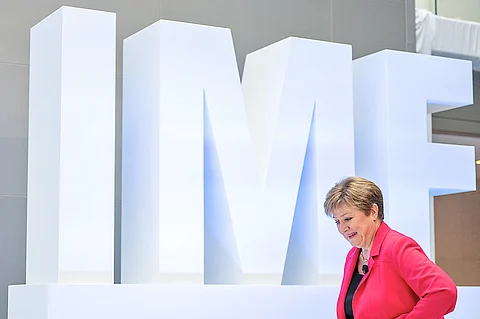 IMF managing director Kristalina Georgieva arrives to deliver a keynote speech ahead of the IMF/WB Spring Meetings at IMF headquarters in Washington, DC. Trade disruptions ‘incur costs,’ Georgieva said, adding that the Fund now expects ‘notable’ markdowns to growth but no recession.