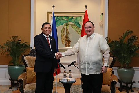 Philippine Secretary of National Defense Gilberto C. Teodoro, Jr. and Indonesian Defense Minister Sjafrie Sjamsoeddin met for a courtesy call in Manila today, April 23, 2025. (Photo courtesy of DND Comms)