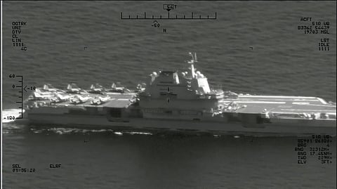The aircraft carrier Shandong (CV-17) was tracked underway about 2.23 nautical miles southwest of Babuyan Island on 22 April 2025.