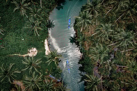 Maasin River in Siargao is one of the must-see tourist spot when visiting the island. (Inset) 1. Boracay’s Grotto, 2. Katungan Park in Mahinog Camiguin.