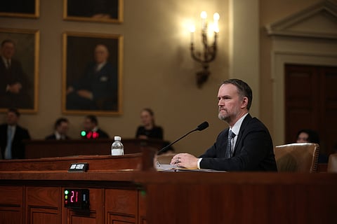 US Trade Representative Jamieson Greer testifies during a recent hearing of the House Committee on Ways and Means at Longworth House Office Building. The committee reviewed US President Donald Trump’s administration’s 2025 Trade Policy Agenda.