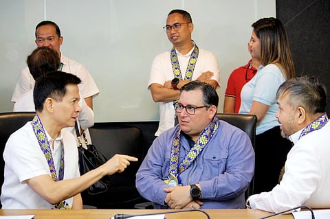Officials from the provincial government of Bataan discuss the plans for providing scholarships to the province’s engineering students during the agreement signing with AboitizPower president and CEO Daniel Aboitiz (seated, center) at The Bunker in Balanga City.
