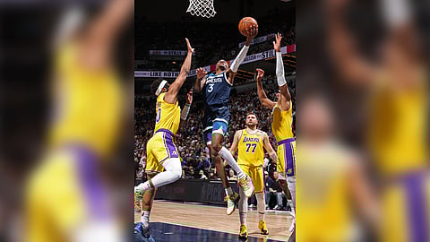 Jaden McDaniels drops 30 points to lead the Minnesota Timberwolves to a 116-104 win over the Los Angeles Lakers in their NBA Western Conference playoffs series.