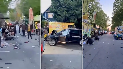 Horrific Images captured from blurred video footage show the aftermath of an SUV being driven wildly in Vancouver, Canada, resulting in the death of at least nine people during a celebration of Lapu-Lapu Day by the Filipino community there.