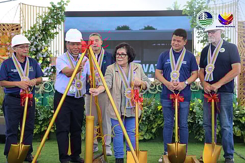 DENR Secretary Maria Antonia Yulo Loyzaga (center) lowers the time capsule during the groundbreaking ceremony for the first Marine Scientific Research Station in Casiguran, Aurora on 23 April.