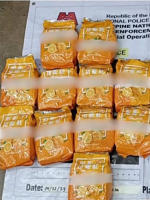 Packs of suspected shabu with an estimated street value of P74.8 million seized by police in Barangay Amparo, North Caloocan, on 27 April 2025.