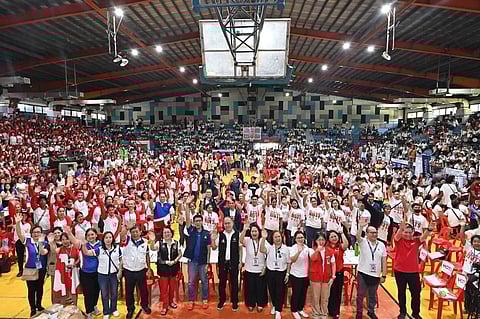 Department of Labor and Employment, led by Secretary Bienvenido E. Laguesma (first row, 8th from the right) and Undersecretary Atty. Benjo Santos M. Benavidez (first row, 8th from the left), join the Trabaho at Serbisyong Pangkalusugan sa Bagong Pilipinas in Dagupan City, Pangasinan.