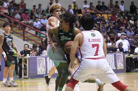Jaymar Gimpayan shines for Biñan Tatak Gel, leading them to an 87-73 win over Sarangani in the MPBL 2025 Season late Tuesday at the Alonte Sports Arena in Biñan, Laguna.