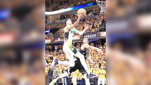 Tyrese Haliburton soars for a tough layup to help the Indiana Pacers post a 119-118 overtime win over the Milwaukee Bucks and seal a 4-1 win in the first round of their NBA Eastern Conference playoffs series.