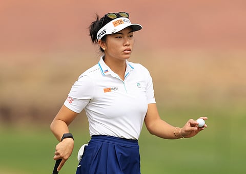 Bianca Pagdanganan continues her struggle on the putting surface in the first round of the Black Desert Championship.