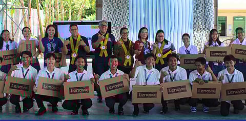 Some of the 75 students who received laptops to two community colleges in Camarines Sur donated by the DICT through its flagship Project CLICK (Courses for Literacy in Internet and Computer Knowledge), aiming to digitize students in the country.