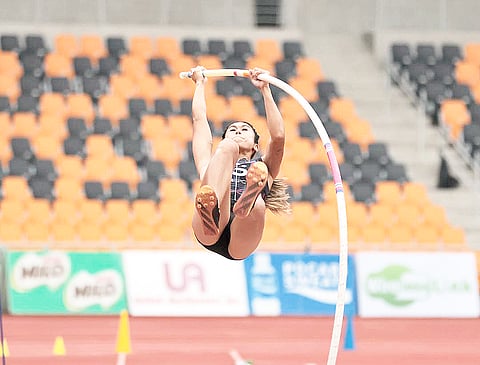 Alyana Nicolas puts on a show in the ICTSI Philippine Athletics Championships at New Clark City in Tarlac.