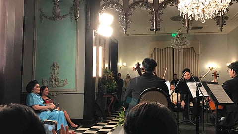 FIRST Lady Liza Araneta-Marcos and former First Lady Imelda Marcos share a quiet, heartfelt moment during the Songs My Mother Taught Me concert at the Goldenberg Mansion — a musical tribute in celebration of Mother’s Day.