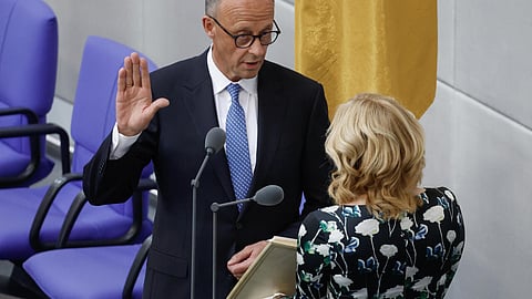 German Chancellor Friedrich Merz takes the oath of office in the lower house of parliament