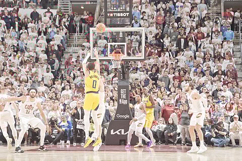 Tyrese Haliburton knocks down a cold-blooded three-pointer to lift the Indiana Pacers to a 120-119 win over the Cleveland Cavaliers in Game 2 of their NBA Eastern Conference playoffs series.