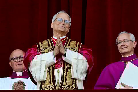 Newly elected Pope Leo XIV, Robert Prevost addresses the crowd from the main central loggia balcony of the St Peter's Basilica for the first time, after the cardinals ended the conclave, in The Vatican, on 8 May 2025. Robert Francis Prevost was elected on Thursday, the first pope from the United States, the Vatican announced. A moderate who was close to Pope Francis and spent years as a missionary in Peru, he became the Catholic Church's 267th pontiff, taking the papal name Leo XIV.