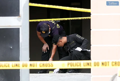 (May 08 2025) QCPD-EOD and Scene of the Crime Operative (SOCO) investigate and gathered some evidence at the Crime scene of the alleged grenade explosion at W.H Health Spa in scout Chuotoco in Quezon City on Thursday May 8;2025. Photo/Analy Labor