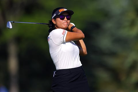 Bianca Pagdanganan plays her shot from the fourth tee during the opening round of the Mizuho Americas Championship in New Jersey.