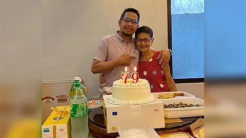 Larry Payawal with his mother.