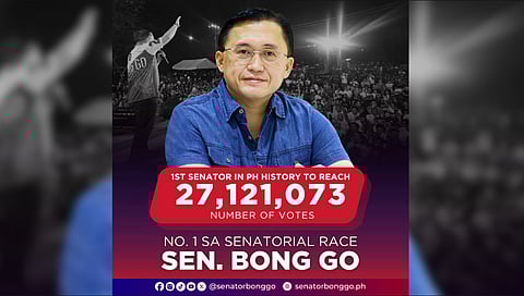 Bong Go sets record for most senatorial votes