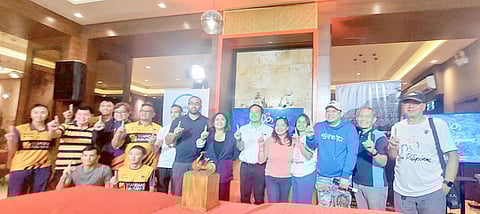 OPERATIONS director Snow Badua (third from right) and other cycling stakeholders grace the press launch of Larga Pilipinas that will run from 2 to 7 August in Northern Luzon.