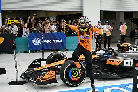 OSCAR Piastri leaps out in style after clinching a commanding McLaren win.