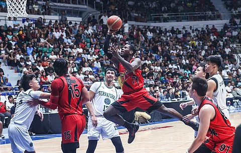 CJ Perez shows the way with 17 points during San Miguel’s 128-99 win over Terrafirma in their PBA Philippine Cup game on Sunday at the Ynares Center-Montalban in Rizal.