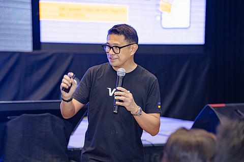 Visa country manager for the Philippines Jeffrey Navarro discussed the company's projects for small and medium enterprises on Tuesday in the SME Forum at SM Aura, Taguig City.
