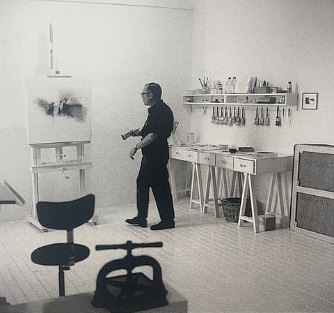 FERNANDO ZÓBEL in his Cuenca, Spain, studio, circa 1971