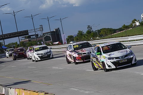 DRIVERS race side by side during one of the high-energy circuit battles at the TGR Philippine Cup in Villar City.