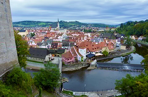 A small central European medieval town still caught in the past despite the influx of droves and the advent of modernity.