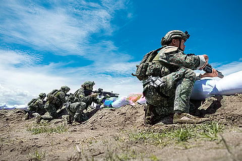 Armed Forces of the Philippines soldiers during the conduct of a bilateral air assault with Australian Army soldiers from 1st Battalion, the Royal Australian Regiment on Exercise Alon as apart of Indo Pacific Endeavour 2023 in the Philippines.