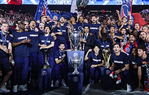 PARIS Saint-Germain (PSG) players celebrate their Champions League success with their fans at the delirious Parc des Princes stadium in Paris.