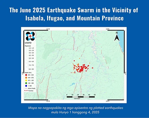 PHIVOLCS plots the series of minor earthquakes that jolted parts of Isabela, Ifugao, and Mountain Province