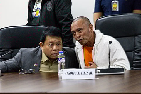 FORMER Representative Arnolfo Teves Jr. (right) confers with his lawyer, Ferdinand Topacio, as they weigh legal options in the firearms and explosives cases filed against him.