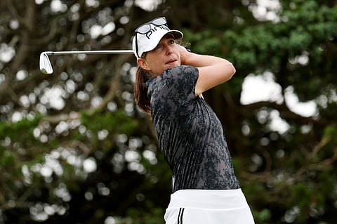 ELIZABETH Szokol of the United States hits her tee on the eighth hole during the first round of the ShopRite LPGA Classic presented by Acer 2025 at Seaview Bay Course on June 06, 2025 in Galloway, New Jersey.