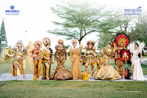 Miss World Philippines Quezon Province queens in festival costumes at the Seves Hotel and Resort in Sariaya, Quezon.