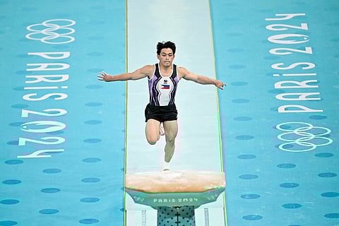 Paris Olympics double gold medalist Carlos Yulo fails to defend his vault title in the 12th Senior Asian Artistic Gymnastics Championships on Sunday in Jecheon, Korea.