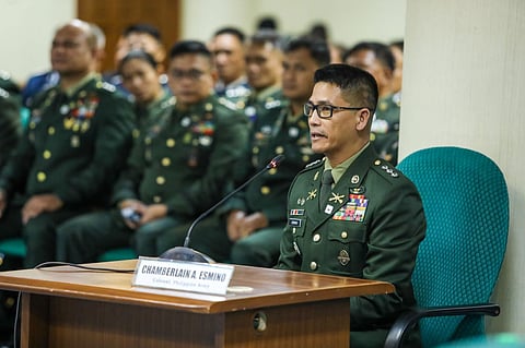 COL. Chamberlain Esmino leads the promoted senior military officers during its plenary session at the Commission on Appointments
