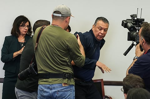 US Senator Alex Padilla, Democrat from California, is removed from the room after interrupting a news conference with Department of Homeland Security Secretary Kristi Noem at the Wilshire Federal Building in Los Angeles on June 12, 2025. US President Donald Trump said Thursday that Los Angeles was "safe and sound" for the past two nights, crediting his deployment of thousands of troops to quell anti-deportation protests, as California prepared for a legal showdown over his unprecedented move. With protests spreading across the United States, a night-time curfew has been in place in its second-largest city with authorities tackling vandalism and looting that scarred a few city blocks.
Patrick T. Fallon / AFP