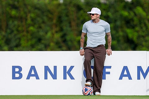 FORT LAUDERDALE, FLORIDA - JUNE 13: Co-Owner David Beckham of Inter Miami CF attends the Training/Press Conference ahead of their FIFA Club World Cup 2025 match between Inter Miami CF and Al Ahly at Florida Blue Training Center on June 13, 2025 in Fort Lauderdale, Florida.