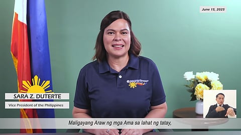 Vice President Sara Duterte released a video greeting on Sunday in celebration of Father’s Day, as the world observed the occasion.