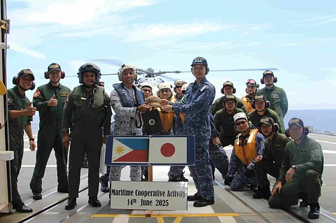 PHILIPPINE Navy and Japan Maritime Self-Defense Force conduct joint patrol in the South China Sea, reaffirming commitment to maritime security and a Free and Open Indo-Pacific.