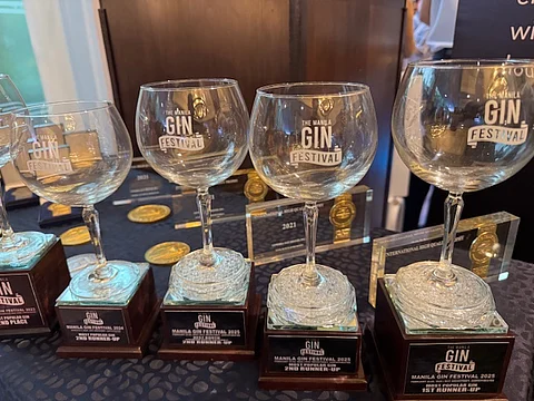 various trophies for world gin day over the years.