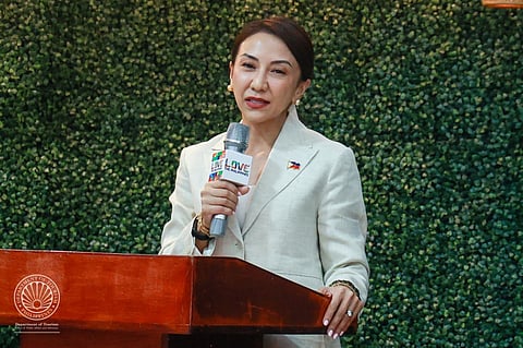 DEPARTMENT of Tourism Secretary Christina Garcia-Frasco delivered her speech on the Mastercard partnership on Wednesday at the DoT Main Office in Makati City.