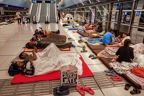 PEOPLE take shelter for the night at an underground light rail station in the city of Ramat Gan, east of Tel Aviv, on 17 June 2025 amid fears of an Iranian missile attack.