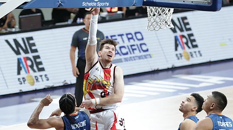 Rodney Brondial powers his way to 13 points and 12 rebounds in San Miguel’s 108-97 win over defending champion Meralco to make the semifinal round of the PBA Philippine Cup on Friday at the Ninoy Aquino Stadium.