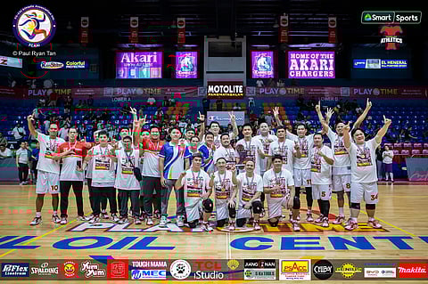 PLAYERS of the Hua Siong College of Iloilo-Lamtex Pipes celebrate after beating Xavier School-Acrocity x Zhoosh, 89-85, to win the Fil-Chinese Athletic Association Inc. 40s Division crown late Friday.