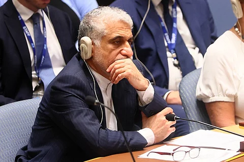 NEW YORK, NEW YORK - JUNE 22: Ambassador Amir Saeid Iravani, Permanent Representative of Iran to the UN, listens as Vasily Nebenzya, Permanent Representative of Russia to the UN, speaks during a United Nations Security Council meeting on threats to international peace and security at the United Nations headquarters on June 22, 2025 in New York City. The Security Council held a meeting one day after U.S. President Donald Trump made an announcement that the U.S. had bombed nuclear sites in Iran, joining Israel in the bombing of the country. The meeting was requested by Iran and comes as Russia, China and Pakistan proposed that the 15 member body adopt a resolution calling for an immediate and unconditional ceasefire in the Middle East.